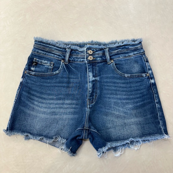 Maurices Pants - Maurices Blue High-Waisted Jean Shorts with Frayed Hem